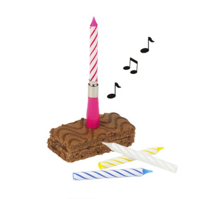 Papstar Musikkerze 12 cm farbig sortiert &quot;Happy Birthday&quot; mit 3 Ersatzkerzen