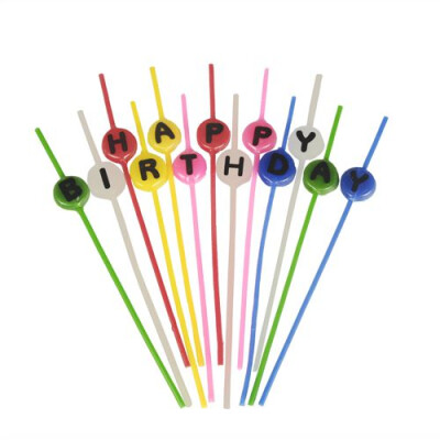 Papstar Spaghettikerzen-Set 16 cm farbig sortiert &quot;Happy Birthday&quot;