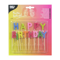 Papstar Buchstabenkerzen-Set 8 cm &quot;Happy Birthday&quot;