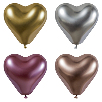 4 Luftballons &Oslash; 28 cm farbig sortiert &quot;Glossy Heart&quot; large