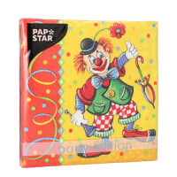 20 Servietten, 3-lagig 1/4-Falz 33 cm x 33 cm &quot;Clown&quot;