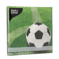 Papstar 20 Servietten, 3-lagig 1/4-Falz 33 cm x 33 cm &quot;Football&quot;