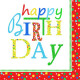 20 Servietten, 3-lagig 1/4-Falz 33 cm x 33 cm &quot;Happy Birthday&quot;