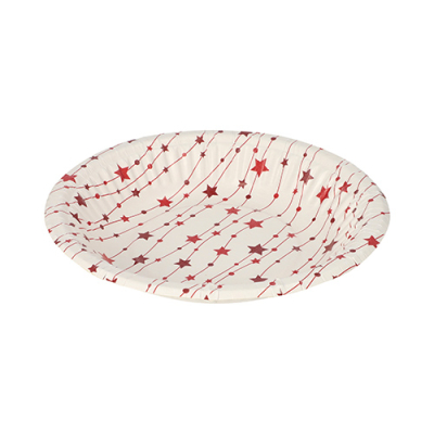 Papstar 50 Schalen, Pappe rund &Oslash; 19 cm x 3 cm rot "Etoiles"