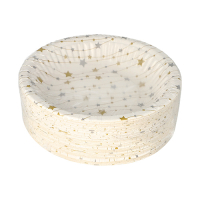 Papstar 50 Schalen, Pappe rund &Oslash; 19 cm x 3 cm silber/gold "Etoiles"