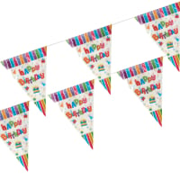 Papstar Wimpelkette, Folie 4 m &quot;Happy Birthday&quot;...