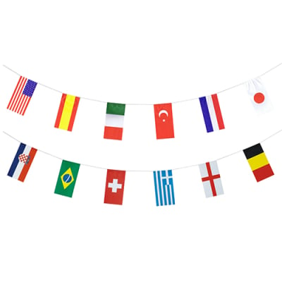 Flaggenkette, Papier 10 m &quot;32 Nations&quot; schwer entflammbar