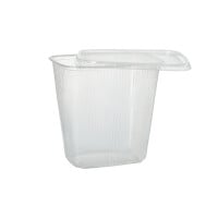 100 Verpackungsbecher, PP eckig 500 ml 10,1 cm x 8,1 cm x 10,8 cm transparent