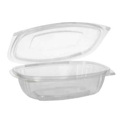 50 Feinkost- und Salatschalen mit Klappdeckeln, PLA &quot;pure&quot; 750 ml 6,6 cm x 20,5 cm x 16,8 cm glasklar