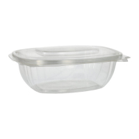 Papstar 50 Feinkost- und Salatschalen mit Klappdeckeln, PLA &quot;pure&quot; 1 l 7,6 cm x 20,5 cm x 16,8 cm glasklar