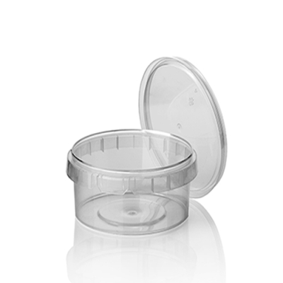 40 Feinkostbecher, PP 480 ml &Oslash; 11,8 cm &Acirc;&middot; 7 cm transparent mit Originalit&auml;tsverschluss