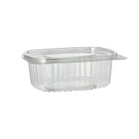 50 Feinkost- und Salatschalen mit Klappdeckel, R-PET oval 375 ml 5 cm x 11,5 cm x 14,4 cm klar