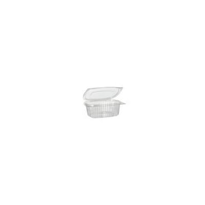 50 Feinkost- und Salatschalen mit Klappdeckel, R-PET oval 500 ml 5,5 cm x 12,4 cm x 15 cm klar