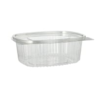 50 Feinkost- und Salatschalen mit Klappdeckel, R-PET oval 750 ml 6,2 cm x 14,4 cm x 17,5 cm klar