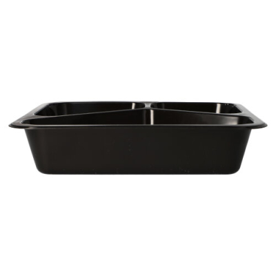 50 Mikrowellenschalen, PP 3-geteilt 1095 ml 4,9 cm x 22,7 cm x 17,8 cm schwarz