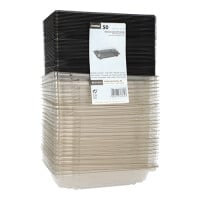 50 Sushi-Schalen R-PET eckig 3,8 cm x 11,5 cm x 16,5 cm schwarz mit PET Deckel