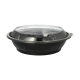 25 Salatschalen, PET 1000 ml &Oslash; 21,8 cm x 6 cm schwarz "Snap It" mit Deckel R-PET glasklar