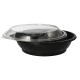25 Salatschalen, PET 1000 ml &Oslash; 21,8 cm x 6 cm schwarz "Snap It" mit Deckel R-PET glasklar