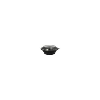 25 Salatschalen, PET 600 ml &Oslash; 16,6 cm &Acirc;&middot; 5,9 cm schwarz &quot;Snap It&quot; mit Deckel R-PET glasklar