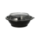 25 Salatschalen, PET 600 ml &Oslash; 16,6 cm x 5,9 cm schwarz "Snap It" mit Deckel R-PET glasklar
