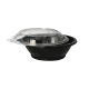25 Salatschalen, PET 600 ml &Oslash; 16,6 cm x 5,9 cm schwarz "Snap It" mit Deckel R-PET glasklar