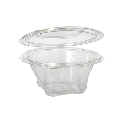 50 Feinkost- und Salatschalen mit Klappdeckel, R-PET rund 500 ml &Oslash; 15,5 cm x 6,8 cm glasklar