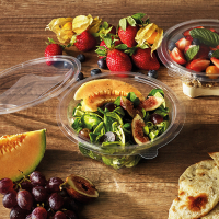 50 Feinkost- und Salatschalen mit Klappdeckel, R-PET rund...