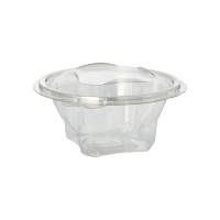 50 Feinkost- und Salatschalen mit Klappdeckel, R-PET rund 500 ml &Oslash; 15,5 cm x 6,8 cm glasklar