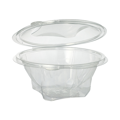 50 Feinkost- und Salatschalen mit Klappdeckel, R-PET rund 750 ml &Oslash; 17,4 cm x 7,3 cm glasklar