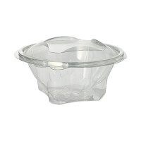 50 Feinkost- und Salatschalen mit Klappdeckel, R-PET rund 750 ml &Oslash; 17,4 cm &Acirc;&middot; 7,3 cm glasklar