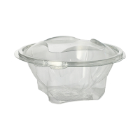 50 Feinkost- und Salatschalen mit Klappdeckel, R-PET rund 750 ml &Oslash; 17,4 cm x 7,3 cm glasklar