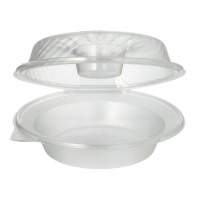 25 Feinkost- und Salatschalen mit Klappdeckel PP rund 950 ml 9,2 cm x 22 cm x 21,5 cm mit Dipfach