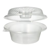 25 Feinkost- und Salatschalen mit Klappdeckel PP rund 1400 ml 11,4 cm x 22 cm x 21,5 cm mit Dipfach