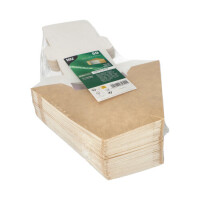 50 Sandwichboxen, Pappe mit Sichtfenster aus PLA 12,3 cm x 12,3 cm x 8,2 cm braun