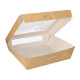 Papstar 25 Feinkostboxen, Pappe mit Sichtfenster aus PLA eckig 1500 ml 19 cm x 19 cm x 5 cm braun