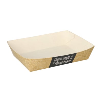 Papstar 50 Snacktrays, Pappe &quot;pure&quot; 4 cm x 11 cm x 16 cm &quot;Good Food&quot;