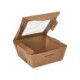 40 Feinkostboxen, Pappe mit Sichtfenster aus PLA &quot;pure&quot; eckig 350 ml 4,5 cm x 9 cm x 9 cm braun &quot;100% Fair&quot;