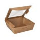 40 Feinkostboxen, Pappe mit Sichtfenster aus PLA eckig 650 ml 4,5 cm x 12 cm x 12 cm braun &quot;100% Fair&quot;