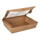 40 Feinkostboxen, Pappe mit Sichtfenster aus PLA &quot;pure&quot; eckig 1000 ml 4,5 cm x 18 cm x 13,5 cm braun &quot;100% Fair&quot;