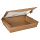 40 Feinkostboxen, Pappe mit Sichtfenster aus PLA &quot;pure&quot; eckig 1500 ml 4,5 cm x 21 cm x 16 cm braun &quot;100% Fair&quot;