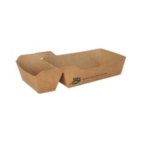 Papstar 80 Pommes-Frites-Trays, Pappe &quot;pure&quot; 2-geteilt 3,5 cm x 7 cm x 12 cm braun &quot;100% Fair&quot; mittel