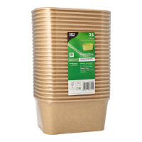 25 Verpackungsbecher, Pappe rechteckig 1000 ml 7,5 cm x 17,3 cm x 12,3 cm braun