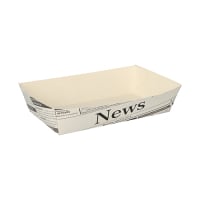 Papstar 50 Pommes-Frites-Trays 3,8 cm x 8,5 cm x 15,5 cm weiss &quot;Newsprint&quot;