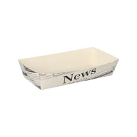 Papstar 50 Pommes-Frites-Trays 3,5 cm x 7 cm x 15 cm weiss &quot;Newsprint&quot;