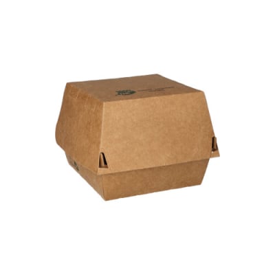 Papstar 80 Burgerboxen, Pappe 7,8 cm x 9 cm x 9 cm braun &quot;100% Fair&quot;