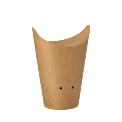 Papstar 50 Pommes-Frites-Sch&uuml;tte, Pappe rund &Oslash; 6 cm x 14 cm braun klein