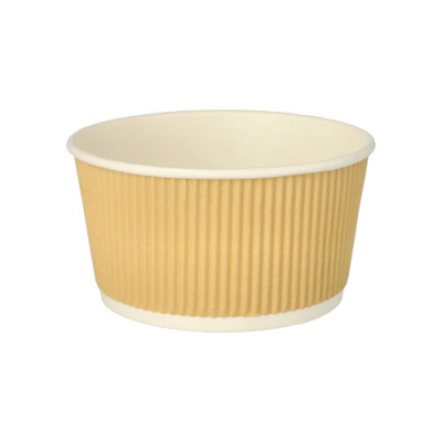 Papstar 25 Suppenbecher, Pappe rund 720 ml &Oslash; 13,5 cm x 7,3 cm braun/weiss Ripple Wall