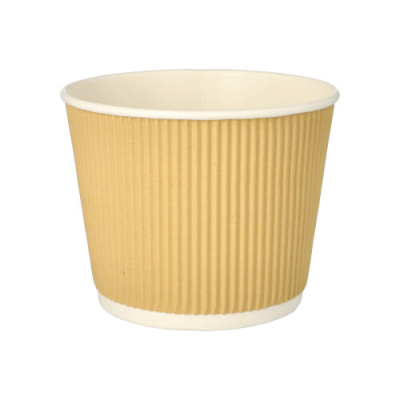 Papstar 25 Suppenbecher, Pappe rund 998 ml &Oslash; 13,5 cm x 10,8 cm braun/weiss Ripple Wall