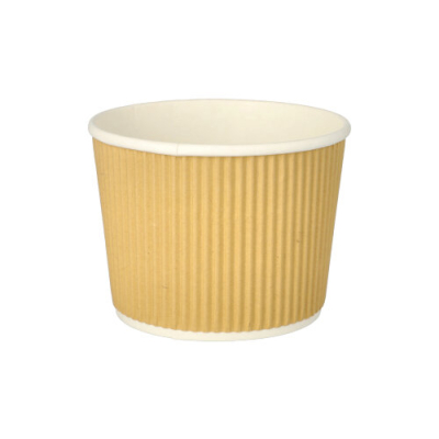 Papstar 25 Suppenbecher, Pappe rund 520 ml &Oslash; 11 cm x 8,4 cm braun/weiss Ripple Wall