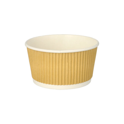 Papstar 25 Suppenbecher, Pappe rund 380 ml &Oslash; 11 cm x 5,8 cm braun/weiss Ripple Wall